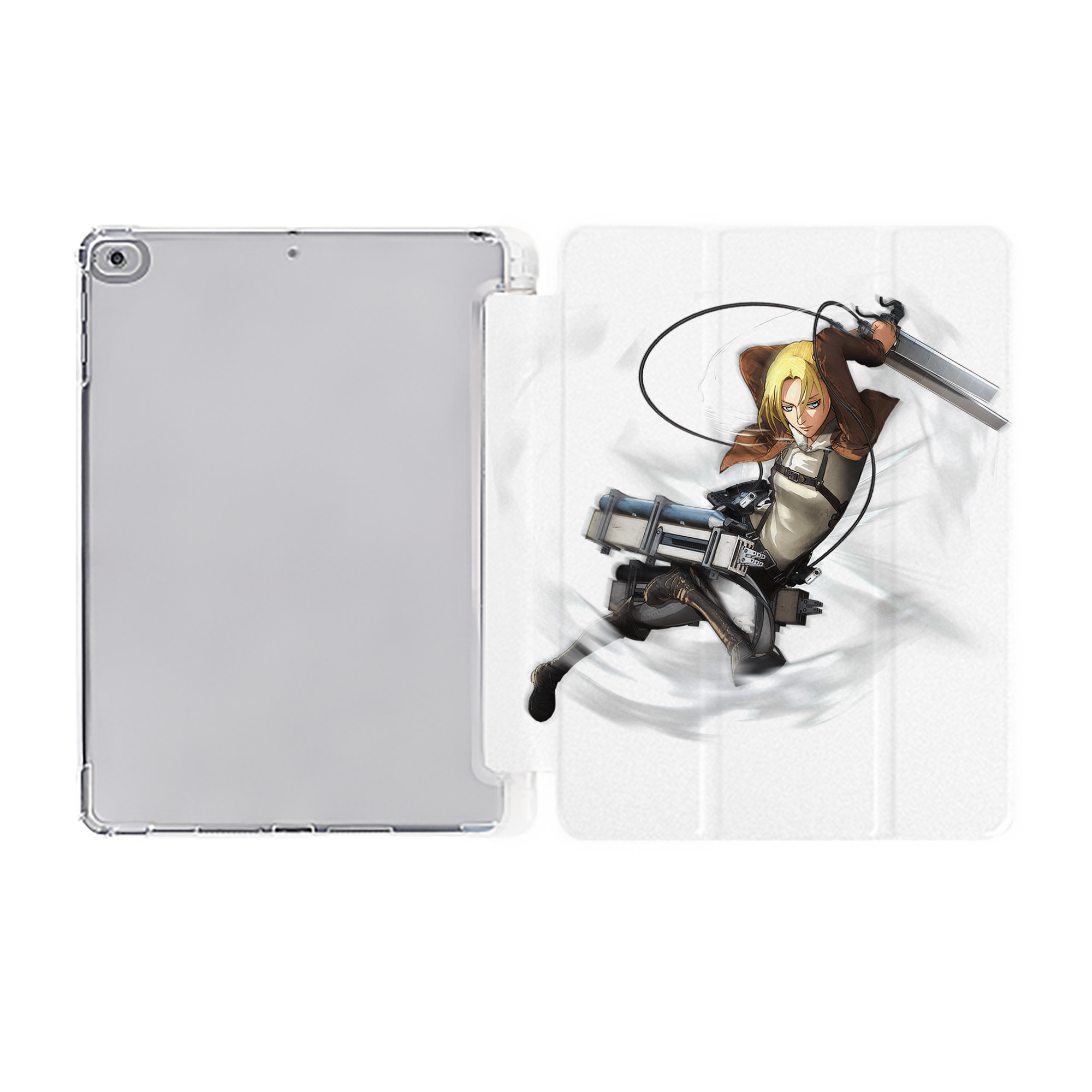 （画像用） 進撃の巨人 アニ・レオンハート Attack on Titan Annie Leonhart IPad ケース ペン収納付き 三つ折りスタンド PUレザー×シリコン 対応機種9.5/10.5/10.9インチ